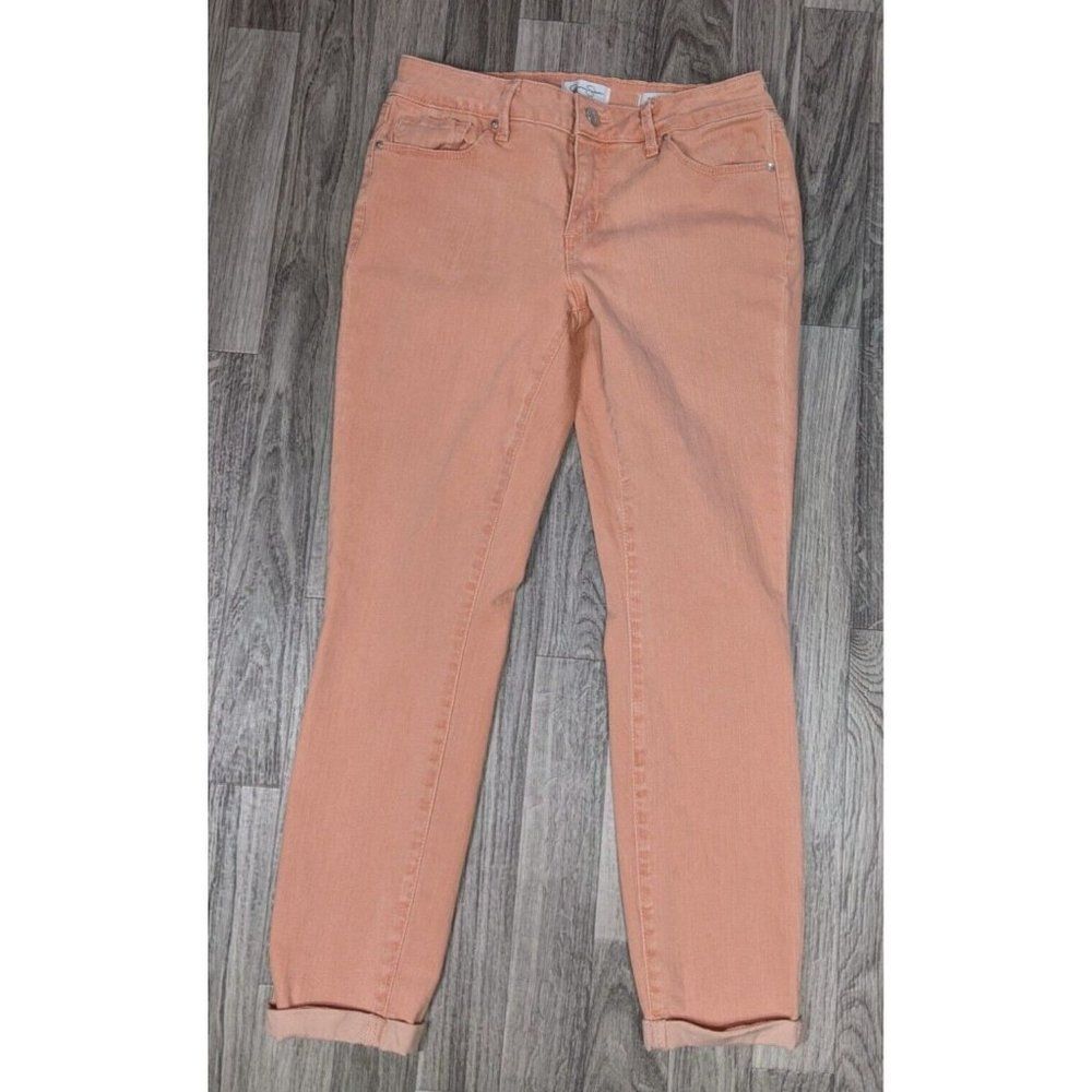 (3/$35) Jessica Simpson Rolled Crop Skinny Pockets‎ Orange Denim Jeans
